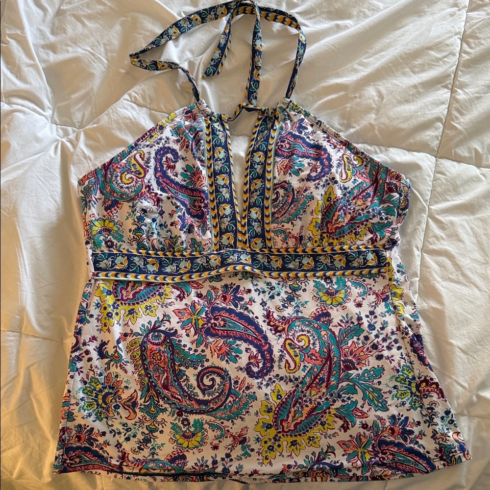 Liz Claiborne Vibrant Paisley Swim Tank Top
